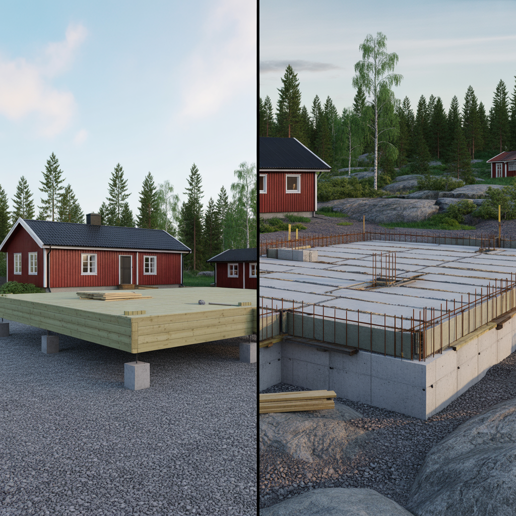 plintgrund vs platta pa mark jamforelse av kostnad och tid