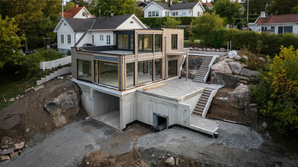 tillbyggnad av hus med uterum och k llare i sickla nacka